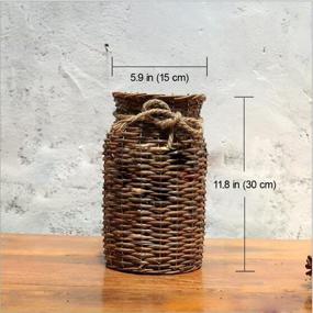img 3 attached to 🏺 POPGRAT 12'' High Wicker Vase: A Rustic Farmhouse Country Style Flower Holder for Home Decor - Ideal for Dried Branches, Pampas Grass, Cotton, Feathers, Stems, and Table Centerpieces (Brown)