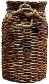 img 4 attached to 🏺 POPGRAT 12'' High Wicker Vase: A Rustic Farmhouse Country Style Flower Holder for Home Decor - Ideal for Dried Branches, Pampas Grass, Cotton, Feathers, Stems, and Table Centerpieces (Brown)