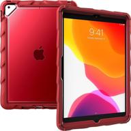 🍎 gumdrop cases apple ipad 8g/7g 10.2 inch (2021) hideaway clear case - rugged heavy duty protective tablet case for kids with 360 silicone and screen protector - bright red logo