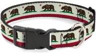 🐻 buckle-down california flag bear dog collar with plastic clip - weathered white | adjustable sizes for small, medium, and large dogs logo