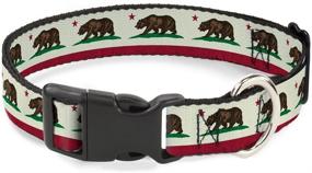 img 2 attached to 🐻 Buckle-Down California Flag Bear Dog Collar with Plastic Clip - Weathered White | Adjustable Sizes for Small, Medium, and Large Dogs