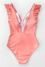 img 2 attached to 👙 CUPSHE V Neck Ruched Ruffle Shoulder One Piece Swimsuit for Women - Stylish Swimwear Bathing Suits