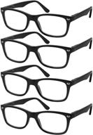 set of 4 black spring hinge reading glasses - high-quality readers for men and women logo