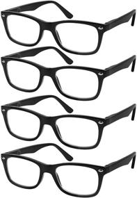 img 4 attached to Set of 4 Black Spring Hinge Reading Glasses - High-Quality Readers for Men and Women