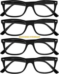 img 3 attached to Set of 4 Black Spring Hinge Reading Glasses - High-Quality Readers for Men and Women