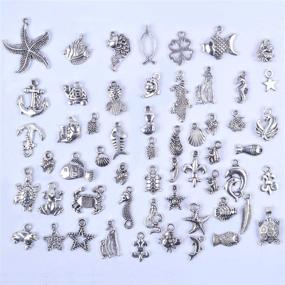 img 2 attached to 🐠 BronaGrand 100pcs Mixed Antique Silver DIY Ocean Fish & Sea Creatures Charms Pendants: Perfect for Stunning Bracelet and Necklace Creations