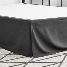 img 2 attached to Premium Quality 14 Inch Microfiber Wrinkle and Fade Resistant Bed Skirt for Queen Size Beds - Machine Washable with Sophisticated Corner Pleats - Elegant Black Design