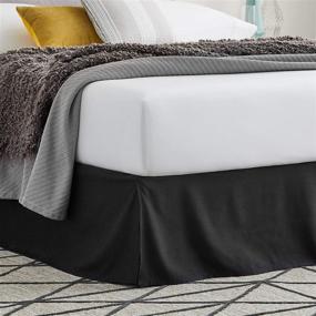 img 1 attached to Premium Quality 14 Inch Microfiber Wrinkle and Fade Resistant Bed Skirt for Queen Size Beds - Machine Washable with Sophisticated Corner Pleats - Elegant Black Design