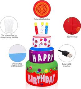 img 2 attached to 🎂 Elcoho 4 Foot Giant Inflatable Happy Birthday Cake - Large Yard Decor with LED Lights and Fan Blower for Outdoor Party Decoration in Home Garden