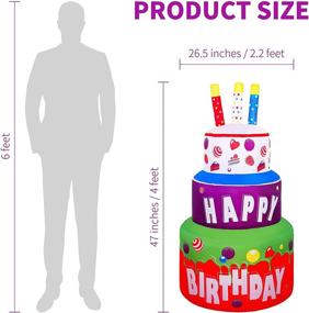 img 3 attached to 🎂 Elcoho 4 Foot Giant Inflatable Happy Birthday Cake - Large Yard Decor with LED Lights and Fan Blower for Outdoor Party Decoration in Home Garden