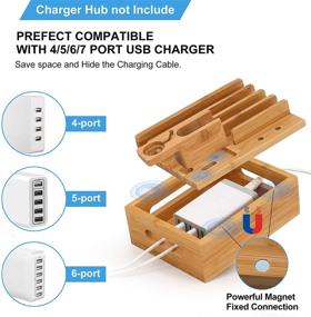 img 3 attached to 🔌 Pezin &amp; Hulin Desktop Docking Station Organizer with Bamboo Construction, Ideal for Multiple Devices Charging - Smartphone, Smart Watch, Earbuds, Cellphone, Tablet - Includes 5 Charging Cables, USB Charger Not Included