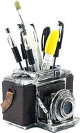 bella 24094 desk organizer with camera pen pencil holder, bookend, bookshelf decor (6 inch) логотип