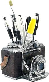 img 2 attached to Bella 24094 Desk Organizer with Camera Pen Pencil Holder, Bookend, Bookshelf Decor (6 inch)