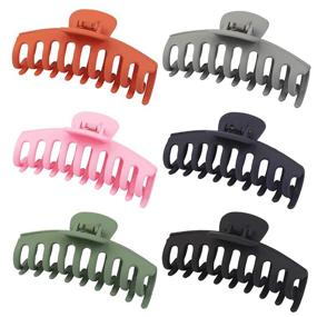 img 4 attached to 💇 TOBATOBA 6 Pack Large Claw Clips for Thick Hair - No Slip Hair Barrettes with Strong Grip - Ponytail Holders for Women & Girls in 6 Vibrant Colors