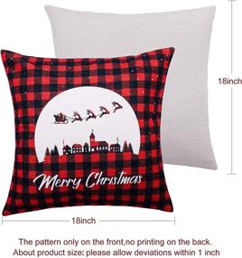 img 1 attached to 🎄 Set of 4 Christmas Pillow Covers 18x18 with 4 Cork Coasters - Black and Red Buffalo Plaid Outdoor Christmas Decoration, Winter Holiday Throw Pillow Covers