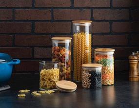 img 3 attached to 5-Piece Glass Canister Set with Airtight Bamboo Lid - Ideal for Kitchen, 🏺 Bathroom, and Pantry Organization | Perfect for Flour, Sugar, Coffee, Cookies, Candy, Snacks, and More