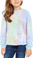 👧 grapent girls casual tie dye print sweatshirts: active long sleeve crewneck pullover tops in size medium (6-7 years) logo