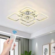 💡 qcyuui modern led ceiling light, 100w dimmable remote control close to ceiling lamp, nordic chrome flush mount lighting fixture for living room bedroom dining room логотип