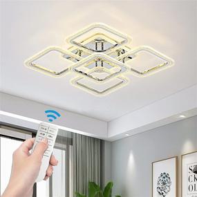 img 2 attached to 💡 Qcyuui Modern LED Ceiling Light, 100W Dimmable Remote Control Close to Ceiling Lamp, Nordic Chrome Flush Mount Lighting Fixture for Living Room Bedroom Dining Room