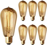 💡 vintage edison light bulbs 6 pack - dimmable st58 40w filament antique style incandescent bulbs, e26 tear drop top lamp for chandeliers, wall sconces, pendant lighting logo