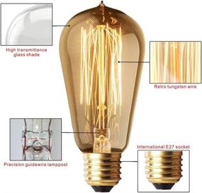 img 2 attached to 💡 Vintage Edison Light Bulbs 6 Pack - Dimmable ST58 40W Filament Antique Style Incandescent Bulbs, E26 Tear Drop Top Lamp for Chandeliers, Wall Sconces, Pendant Lighting