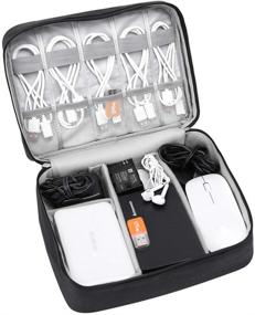 img 3 attached to 📱 Однослойная универсальная сумка для кабеля на поездку, портативный органайзер для электронных устройств, чехол для зарядного кабеля, мобильного телефона, банка аккумулятора и мини-планшета - черный