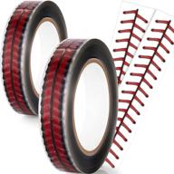 baseball stitches design tape - 2 roll pack (220 yards) | 1 inch adhesive packing tape for christmas wrapping, shipping, sealing, and more! logo