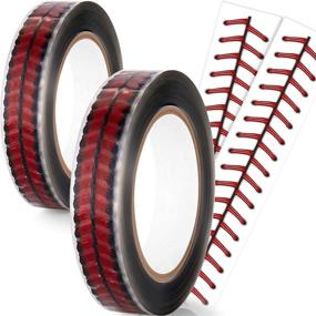 img 4 attached to Baseball Stitches Design Tape - 2 Roll Pack (220 Yards) | 1 Inch Adhesive Packing Tape for Christmas Wrapping, Shipping, Sealing, and More!