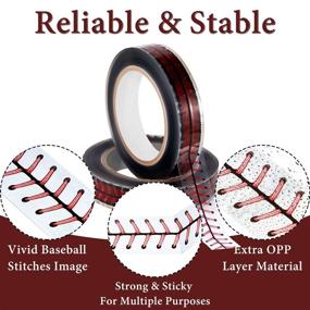 img 2 attached to Baseball Stitches Design Tape - 2 Roll Pack (220 Yards) | 1 Inch Adhesive Packing Tape for Christmas Wrapping, Shipping, Sealing, and More!