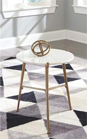 img 3 attached to 🌟 Modern Glam Faux Marble Accent Table by Signature Design: Chadton, 21&#34;, Gold and White