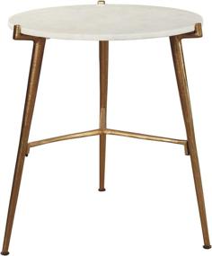 img 1 attached to 🌟 Modern Glam Faux Marble Accent Table by Signature Design: Chadton, 21&#34;, Gold and White