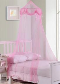 img 1 attached to 🎠 Fantasy Kids Pink Collapsible Hoop Sheer Bed Canopy: Dreamy Delight for Kids