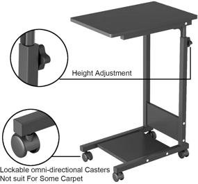 img 1 attached to TigerDad Mobile Desk with Wheels and Storage, Adjustable Sofa Side Table, C Shaped End Table for Laptop