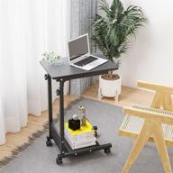 tigerdad mobile desk with wheels and storage, adjustable sofa side table, c shaped end table for laptop logo