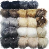 🎀 24pcs faux fur pom pom balls - diy faux fox fur fluffy pom pom with elastic loop for hats, keychains, scarves, gloves, bags & more accessories - set of 12 vibrant colors, 2 pcs per color - tihood logo