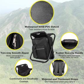 img 1 attached to 🪑 Portable Backpack Cooler Chair: Lightweight Fishing Stool for Camping, Travel, Hiking & More - 400 LB Capacity (Black)