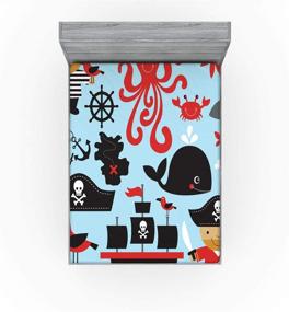 img 3 attached to Ambesonne Pirate Fitted Sheet - Skull Octopus and Boy in Conceptual Dress Design 🏴 - Soft Decorative Fabric Bedding with All-Round Elastic Pocket - Full Size - Blue Pink