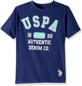 img 1 attached to Футболка U.S. Polo Assn. для мальчиков с коротким рукавом и графическим V-образным вырезом: модный стиль и превосходный комфорт высокого качества.