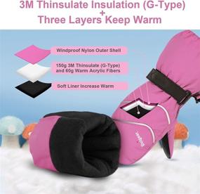 img 2 attached to 🧤 Unigear Kids Ski Mittens: Waterproof Winter Snow Thinsulate Mittens with String for Boys and Girls - Stay Warm and Dry on the Slopes!