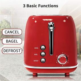 img 2 attached to Keenstone Retro 2 Slice Toaster Stainless Steel - Bagel, Cancel, Defrost Functions, Extra Wide Slots - 6 Shade Settings, Removable Crumb Tray - Sleek Red Design