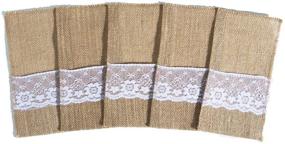 img 2 attached to 🔪 50 Pack ARKSU Vintage Burlap Lace Utensil Holders - Silverware Cutlery Forks Knives Pouch Bags for Natural Wedding Décor