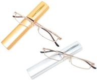 👓 pointed designs' metal-framed reading glasses set - 2 pairs, +3 strength, silver/gold, with protective cases - ideal for men and women logo