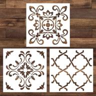 🎨 cieovo mandala floor stencil (12x12 inch) - reusable laser cut painting template for diy art decor on walls, tiles, wood furniture, and fabrics - set of 3 pieces logo