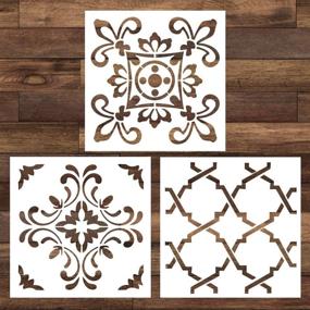 img 4 attached to 🎨 Cieovo Mandala Floor Stencil (12x12 inch) - Reusable Laser Cut Painting Template for DIY Art Decor on Walls, Tiles, Wood Furniture, and Fabrics - Set of 3 Pieces