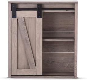 img 2 attached to 🚪 Efficient Storage and Organization: Landia Home Bathroom Wall Cabinet with Sliding Barn Door