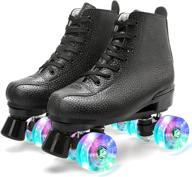 👟 high top pu double-row quad skate shoes for women, girls, and unisex - shiny roller skates for outdoor recreation logo