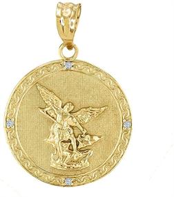 img 4 attached to 💎 Dazzling Saint Michael Archangel Diamond Pendant for Women - Elegant Jewelry