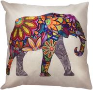 🌺 arundeal decorative throw pillow case covers, 18 x 18 inches, colorful flower mandala floral elephant: vibrant home décor accessory логотип