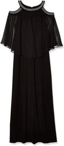 img 1 attached to 👗 Alex Evenings Long Cold-Shoulder Chiffon Popover Dress - Enhanced for SEO