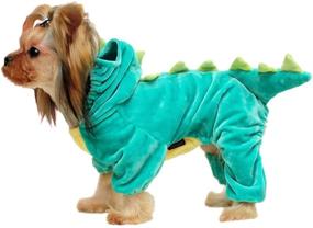 img 4 attached to 🦖 ARJOSA Halloween Dinosaur Costume Hoodie Cowboy Rider Outfit for Dogs and Cats - Winter Rain Coat & Warm Clothes